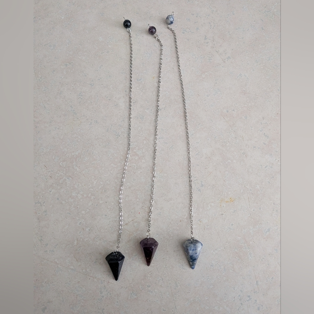 New Natural Gemstone Crystal Pendulum Set